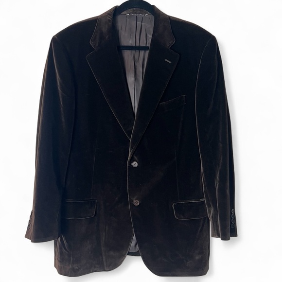 Canali Men’s Made in Italy Brown Velvet Blazer 100% Cotton Size 56R - Picture 1 of 8